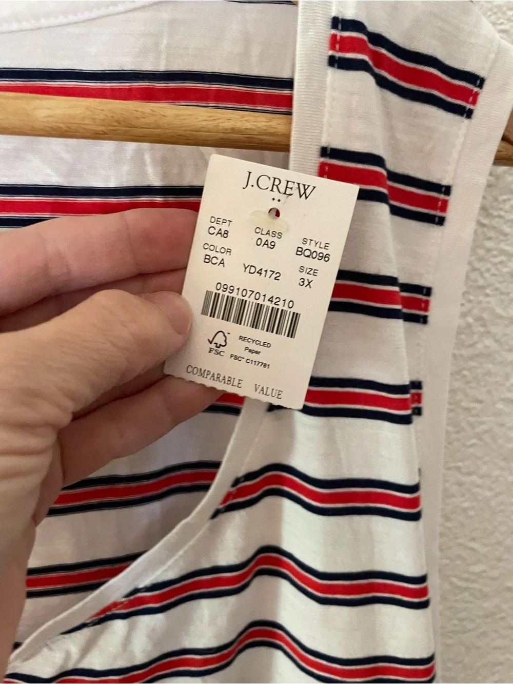 J. Crew Striped vintage slub cotton tank top Size 3X Plus NWT